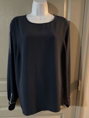 Primark Womens size 14 Navy Blue Striped Long Sleeve shirt
