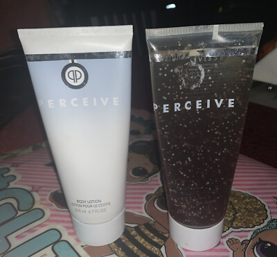 Old Stock Lot Of 2 AVON Perceive for her perfumed Body Lotion & Shower Gel6.7 oz