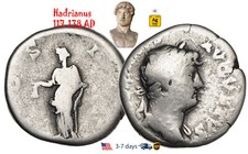 Ancient Roman Empire Coin Silver Denarius Hadrian 117 - 138 AD Authentic #19909