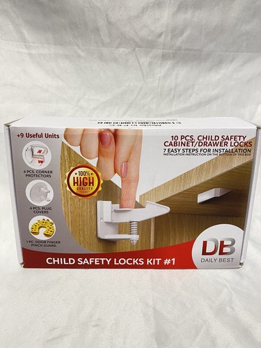 Cabinet Locks Child Safety Latches 10 Pack - Baby Proofing Drawer Locks