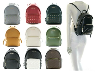 NWT$428.00 - Michael Kors Erin Medium Studded Leather Backpack Racing Red  Michael Kors Erin Medium Gold Studded Leather MK Signature  main image 2