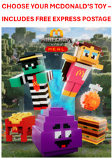 * MCDONALDS ADULT MINECRAFT MOVIE TOYS AU Meal with CARDS - YOU CHOOSE - NEW NIB