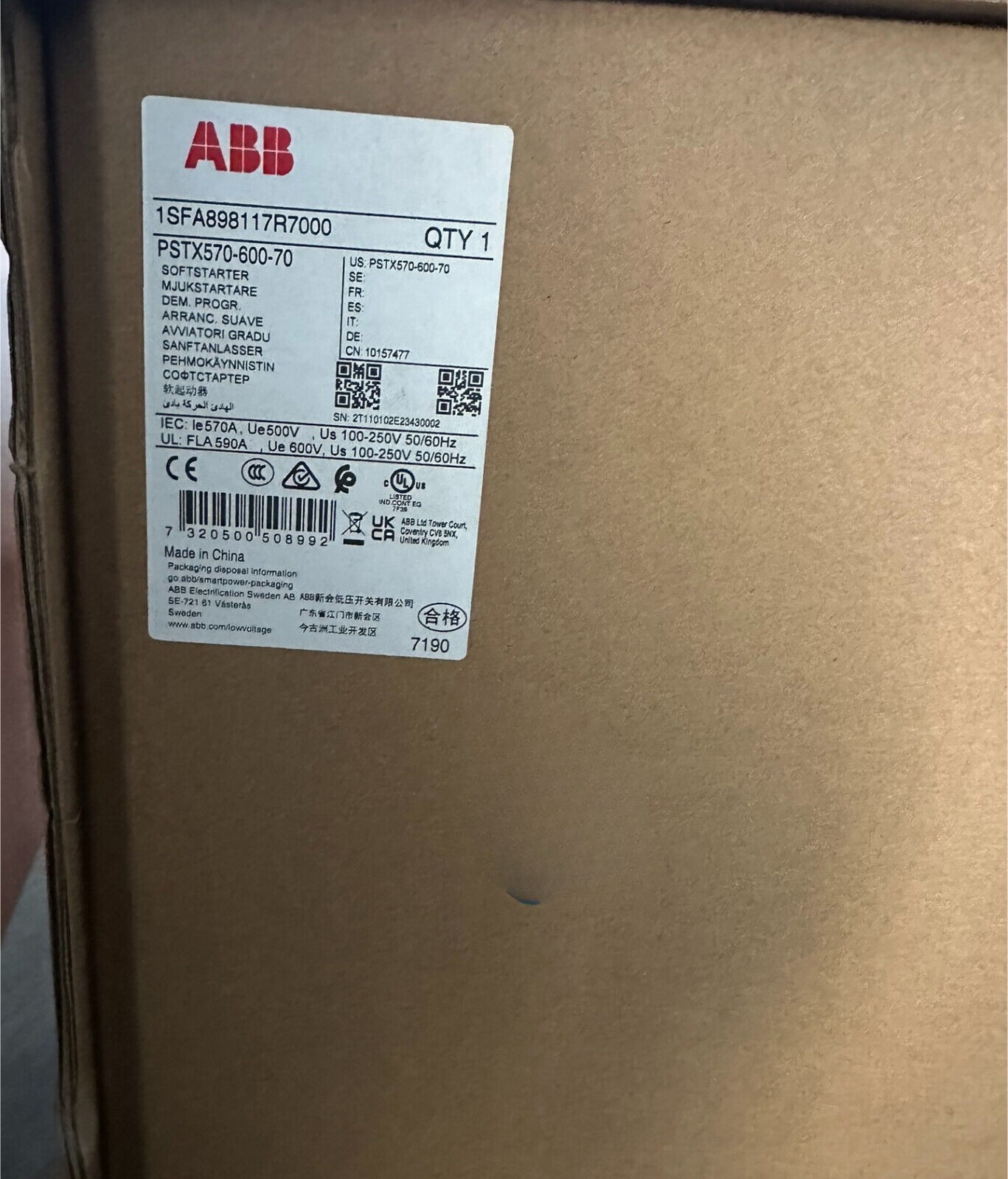 PSTX570-600-70 ABB PSTX570-600-70 soft starter Brand new