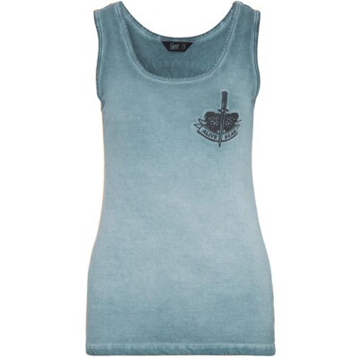 Queen Kerosin Rockabilly Vintage Retro Biker Tank Top - Alive Dead Rosen Skull
