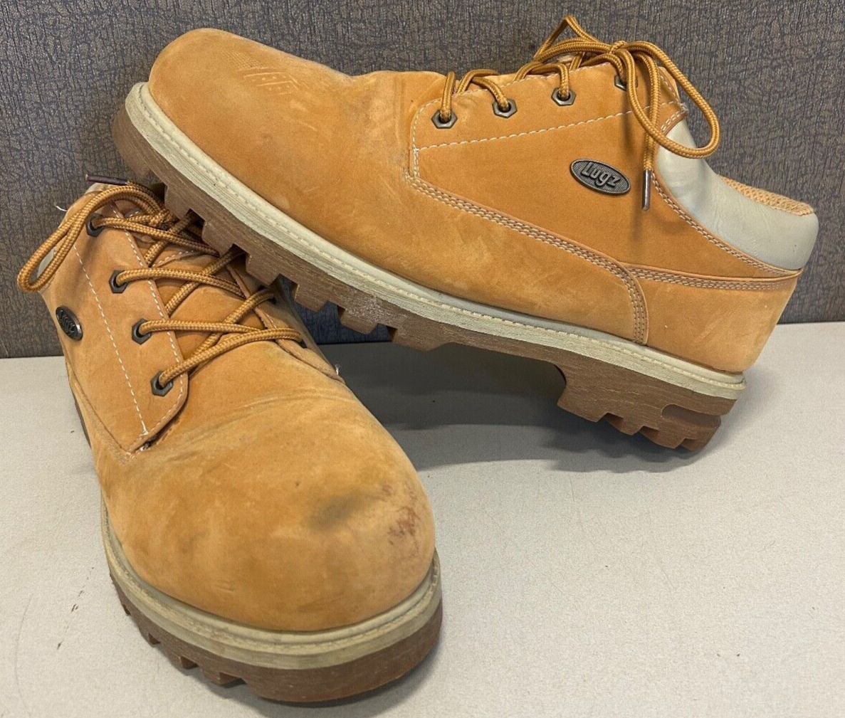 Lugz Flexastride Memory Foam Suede Tan Mens Ankle Work Boots Sz 12
