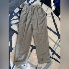 Vintage High Waist Houndstooth Pants  90s Black/White Trousers with Pockets