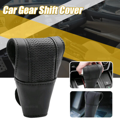 Black Car Gear Shift Cover Leather Shift Lever Shifter Knob Protector ...