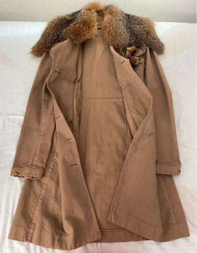 Miu Miu Woman's Trench Coat fur collar Ladies outer cotton beige middle Italy - 第 1/8 張圖片