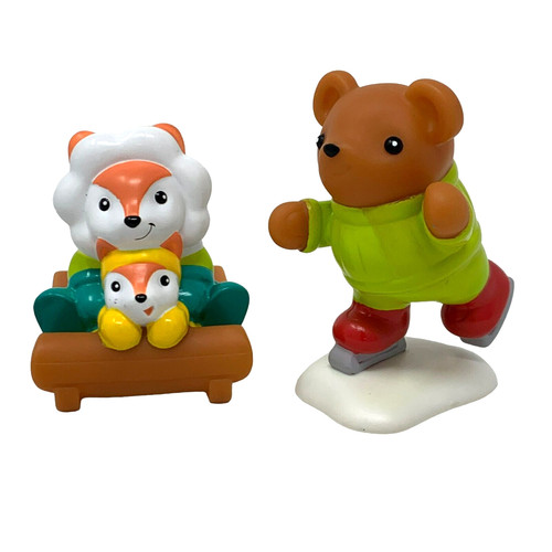 INFANTINO Sledding Foxes Ice Skating Bear Rubber PVC Bath  Squirters Toys Winter