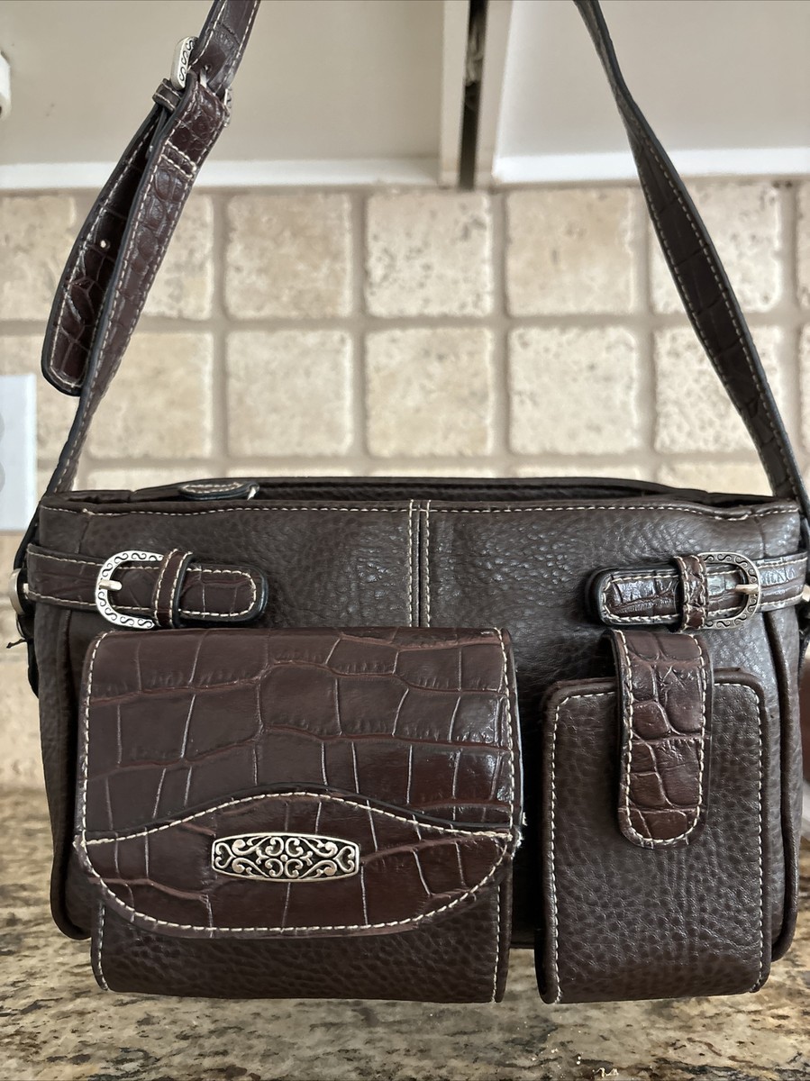 Vtg Y2K Brighton Brown Leather Faux Crocodile, Organizer  display picture 3
