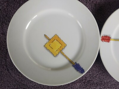 CRATE AND BARREL Tidbits Canape Plate Apptizer Nancy Green 6