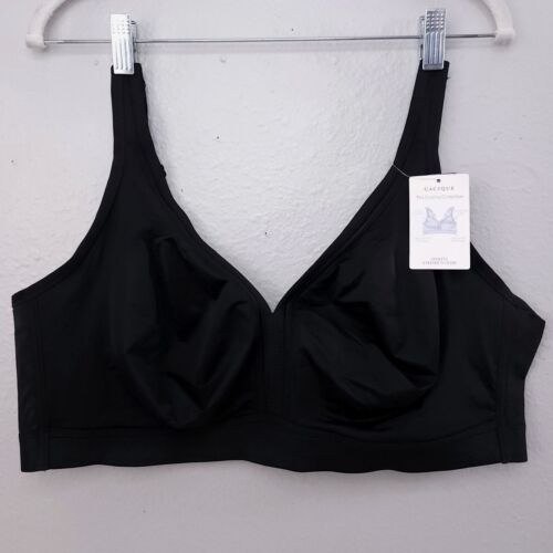 CACIQUE Cooling Unlined No-Wire Bra 46DD Black Wireless Comfort Wire Free NEW!