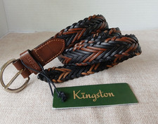 KINGSTON Leather Belt Cognac BASKET WEAVE WESTERN CASUAL OR WORK 80 cm S/M