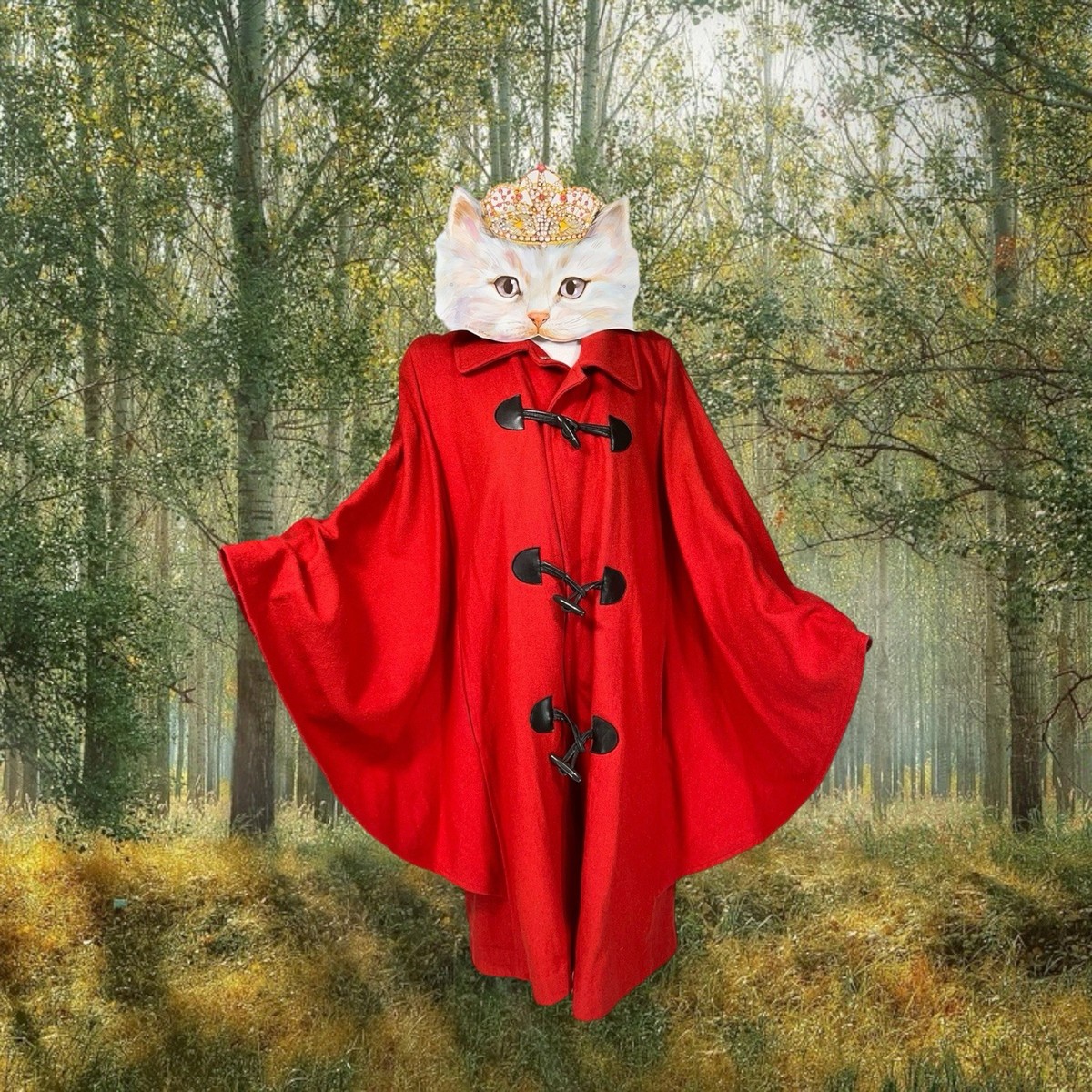 VTG HEAVY RED WOOL CLOAK COAT VICTORIAN WHIMSIGOTH WINGED VAMPIRE