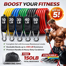 Resistance Bands Set 150LBS Exercise Bands with Handles Door Anchor Home Fitness