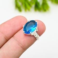 Blue Topaz Gemstone 925 Sterling Silver Ring Handmade Jewelry Ring For Gift Her