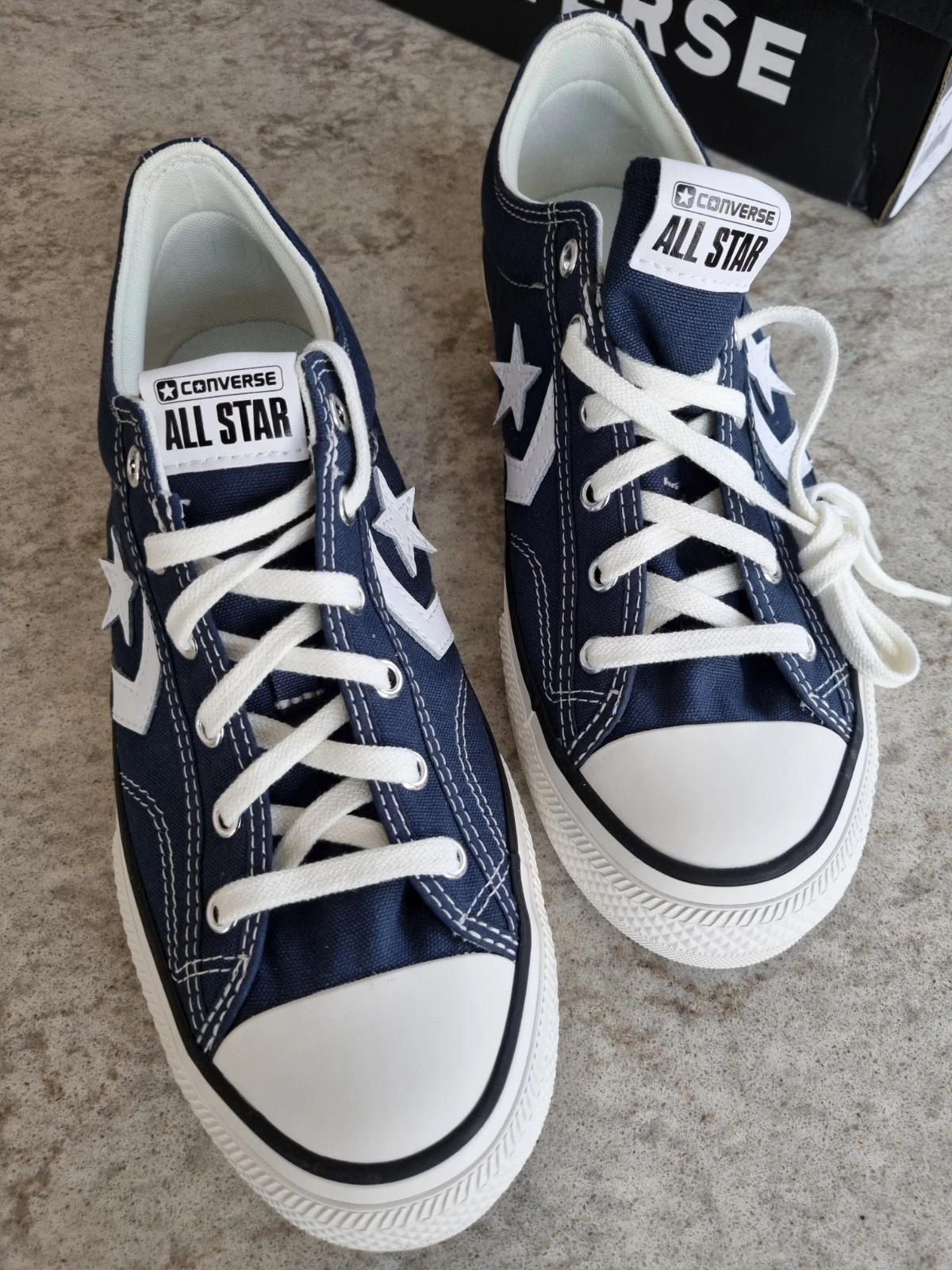 Converse Star Player 76 OX Blue and White Canvas Trainers Plimsolls Size UK 6.5