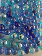 Blue Glass Marbles Bulk Set 126 Blue Clearies. Vintage