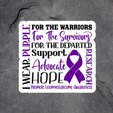 I Wear Purple leiomyosarcoma ribbon awareness advocate sticker vinyl decal hope