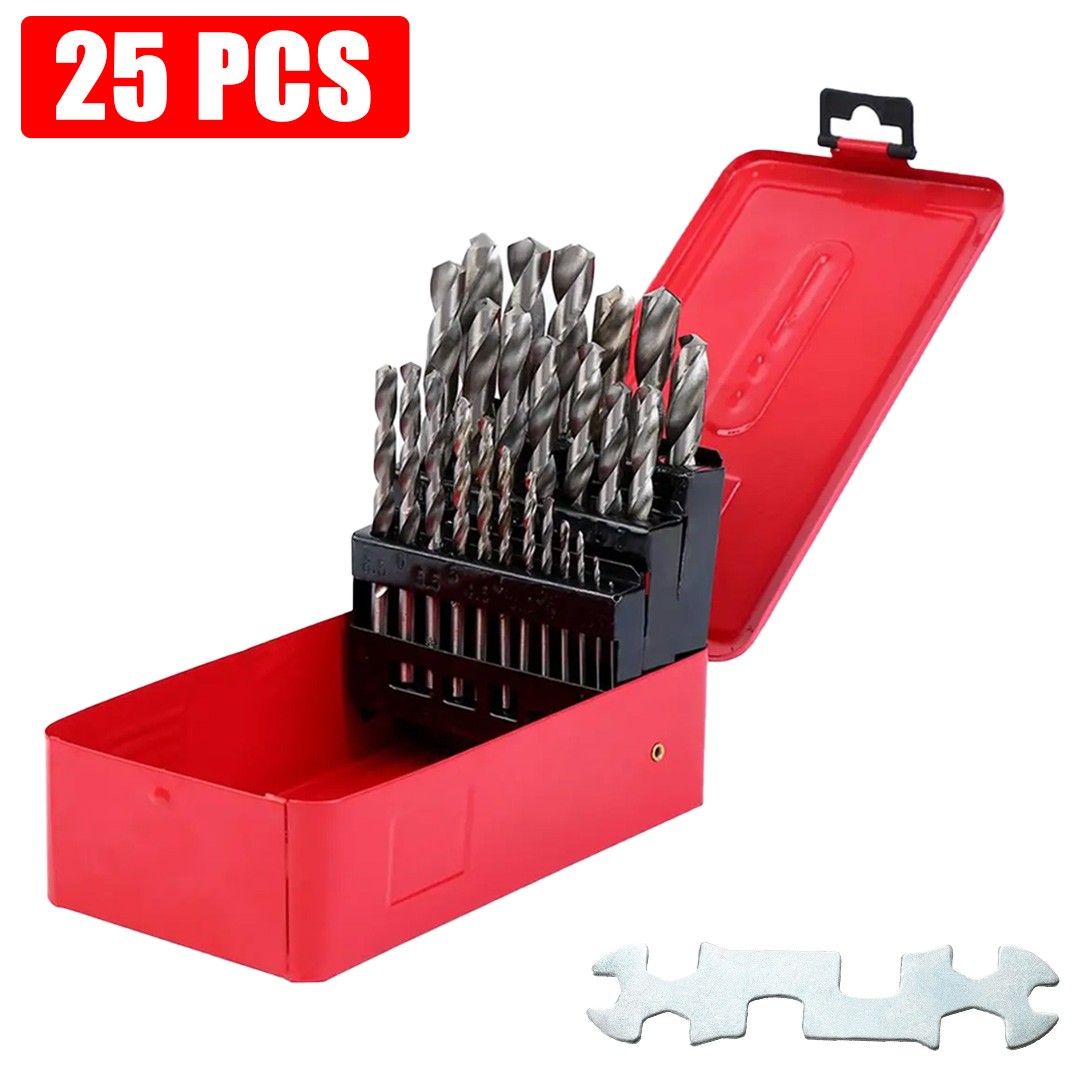 25 Piece HSS Cobalt Metal Drill Bit Set 1mm-13mm Quality High Speed ...