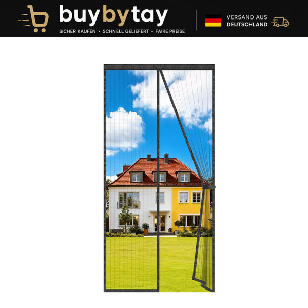 Fliegengitter BalkontüR 100X200Cm Magnet Insektenschutz Ohne Bohren Schwarz-image