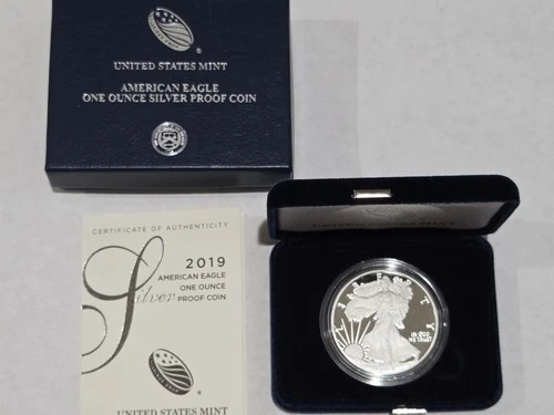2019-S Proof American Silver Eagle Dollar $1 Box & COA US Mint Bullion OGP