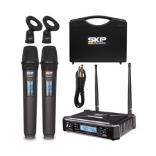 Dual Wireless Microphone System Auto-Scan Long Range Mic Set with Receiver, L...