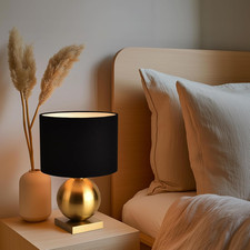 Gold Ball Modern Table Lamp with Black Shade for Bedroom  Living Room
