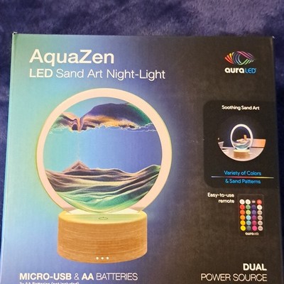 AuraLED AquaZen LED Sand Art Night Light, Color Changing, Remote, USB/Battery