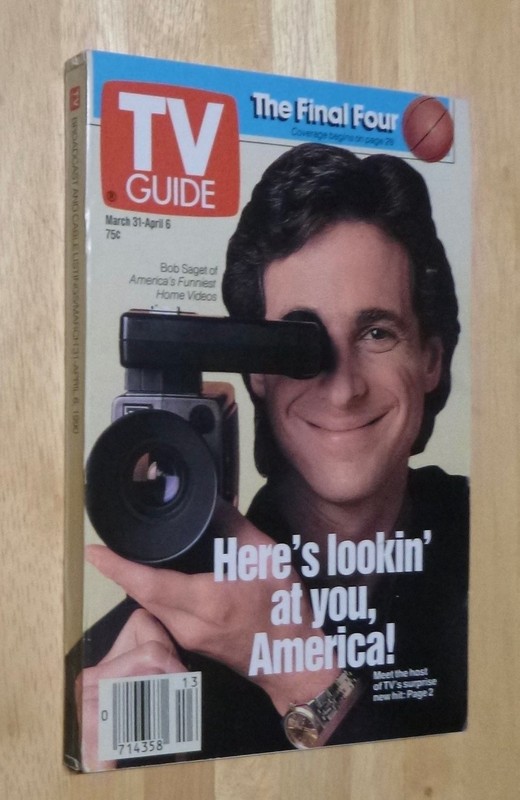 TV Guide March 31-April 6  1990 Bob Sager America's Funniest   Charlotte NC