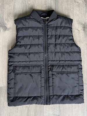 H&M Boys 8-10Y Black Puffer Vest Full Zip Insulated Polyester Shell