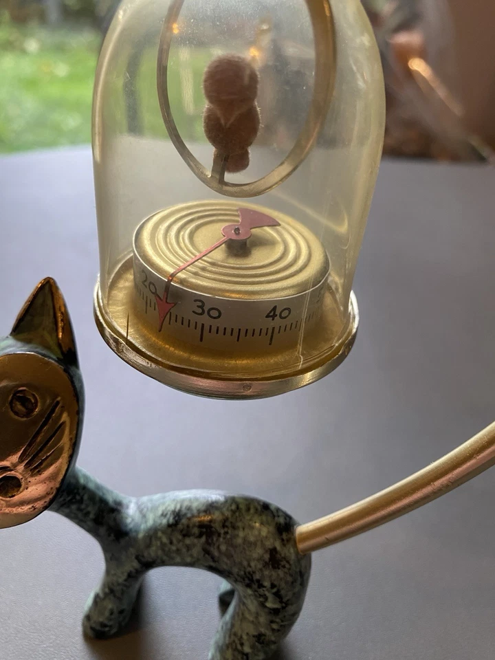 Sculpture Bronze de Vienne thermomètre animal chat Walter Bosse Herta Baller - Photo 4/4