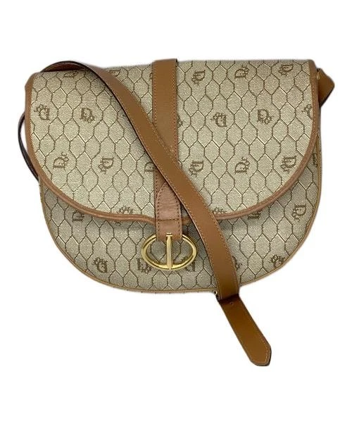 Sac bandoulière Christian Dior avec motif nid d'abeille marron