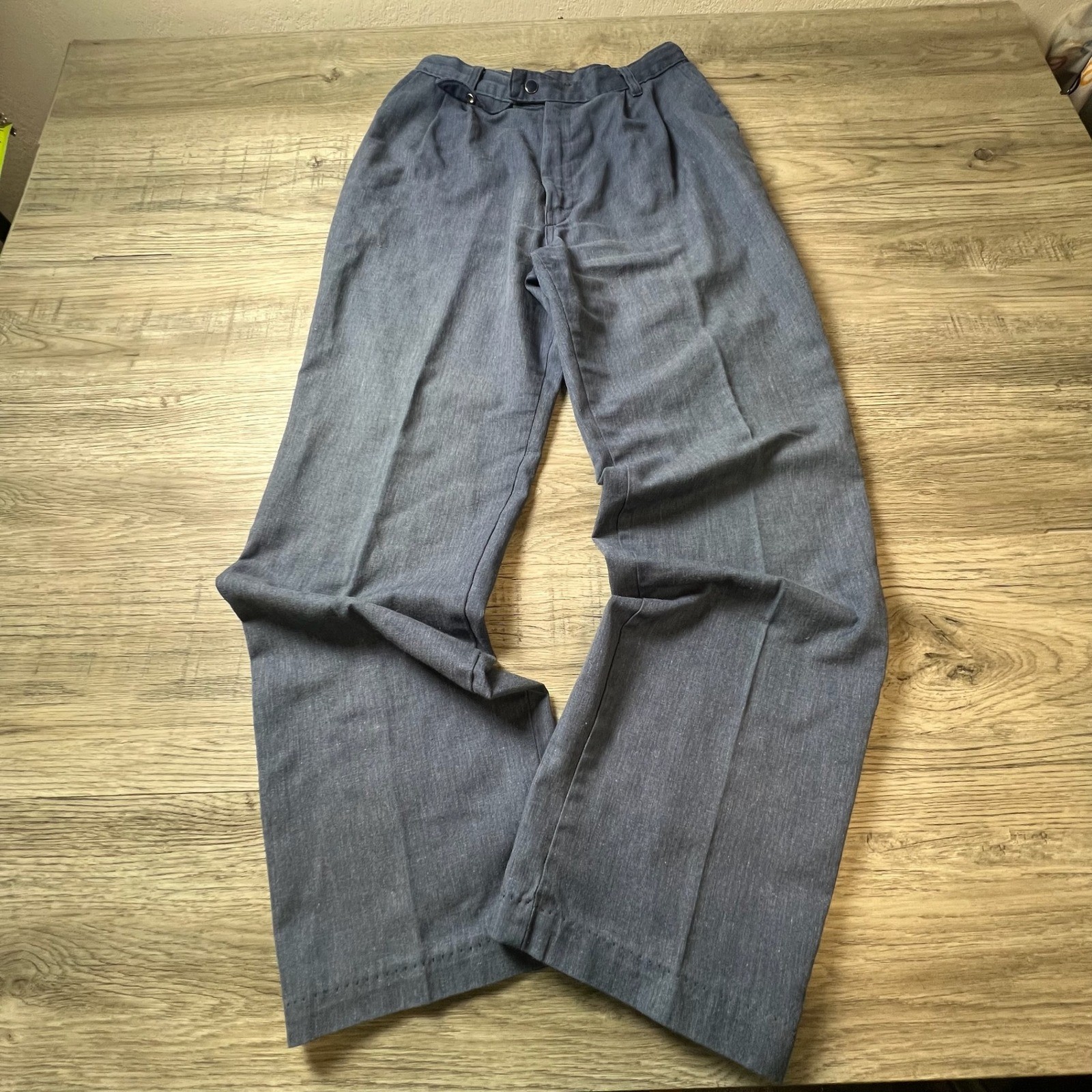 Sears JR Bazaar Trousers Womens 11 Blue Vintage Pleated High Waist Wide Leg 70s