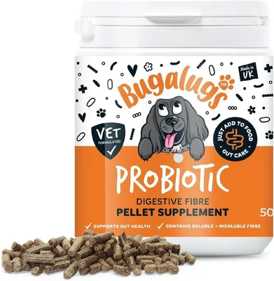 BUGALUGS PET CARE Bugalugs Dog Probiotics Supplement Pellets Fibre Promotes Gut Health & Digestion