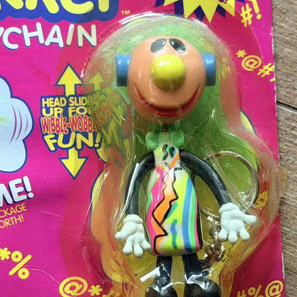 全新 罕见 ERTL 1996 Yikka Yakker 钥匙链 绿发 | Jibber Jabber 线玩具 — 第 2/4 张图片