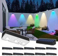 Solar Fence Lights 12 Pack,Solar Deck Lights Waterproof Led with 12 Modes RGB