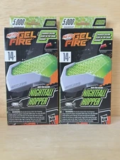 Lot 2-Nerf Pro Gel Fire Nightfall Hopper w/ 5000 Ea-Glow in the Dark Rounds-