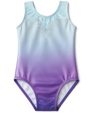 Girls Gymnastics Leotard Sz 8 Shiny Ombre Blue Purple Sequins Dance