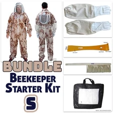 Adult Small Desert Camo Bee Suit Kit Bundle – Suit, Gloves, Hive Tool & Brush
