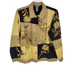 VTG Y2K Fairy Grunge Patchwork Floral Embroidered Jacket Large Boho Artsy Hippie