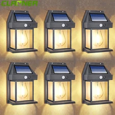 1-6x Solar Wall Lights Outdoor Dusk to Dawn Porch Light PIR Motion Sensor Garden