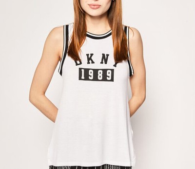 DKNY Damen Logo YI3022404 Muskelshirt Black Weis XL