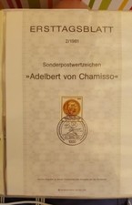 Z459 arkusz pierwszego dnia obiegu ETB 1981/ 2 - Adelbert von Chamisso DNK 638