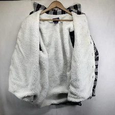 Men's Sherpa Lined Button Front Plaid Jacket Heavyweight Work Wear Large