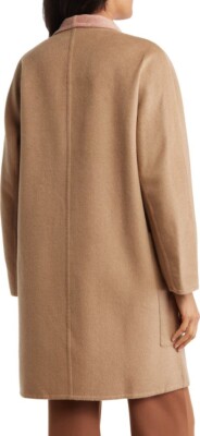 Vince $895 Reversible Collarless Wool Cashmere Coat in Oak Petal; XXL 