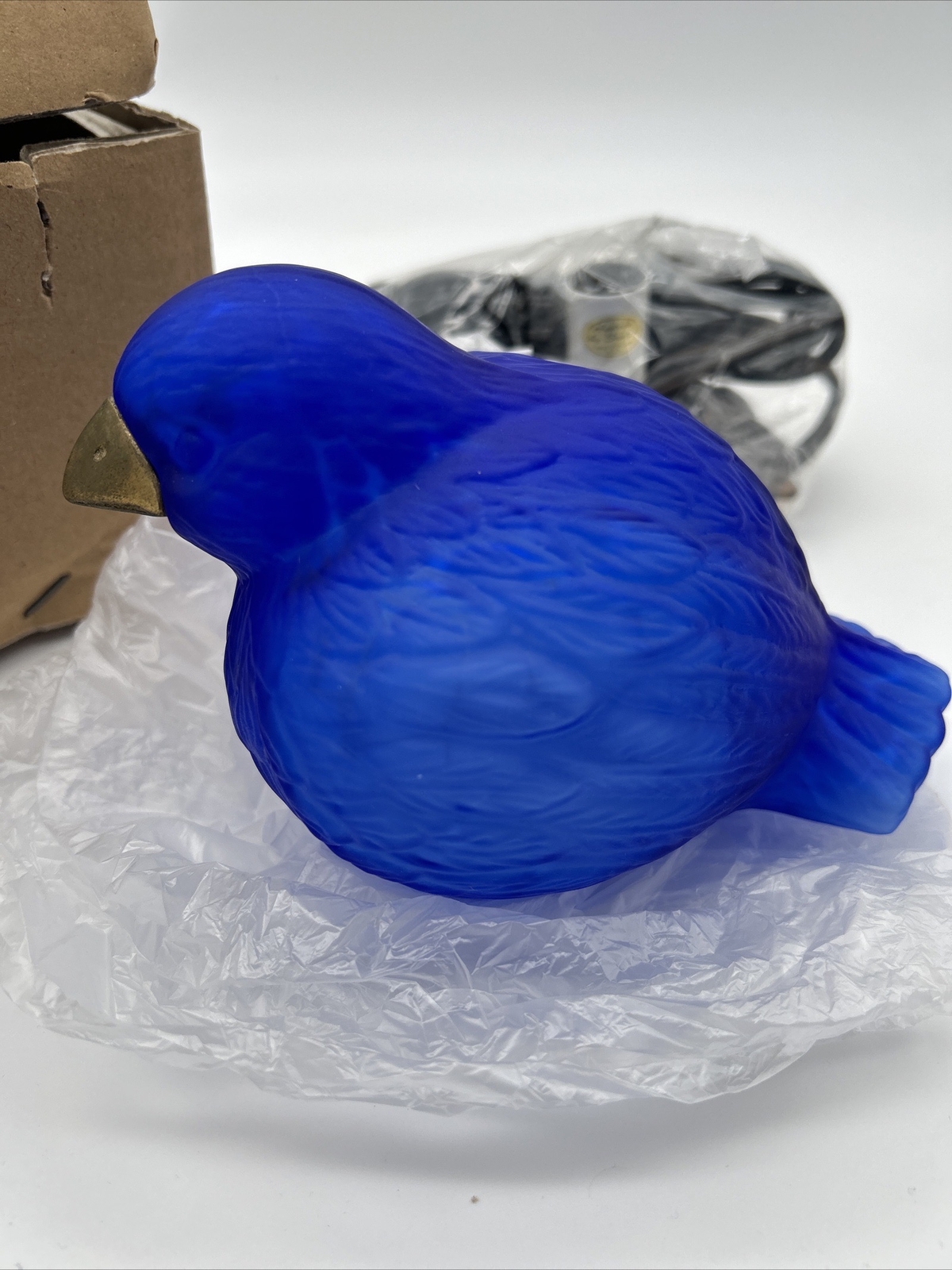 Tin Chi 2004 Andrea By Sadek Solid Brass Blue Glass Bird Lamp eBay