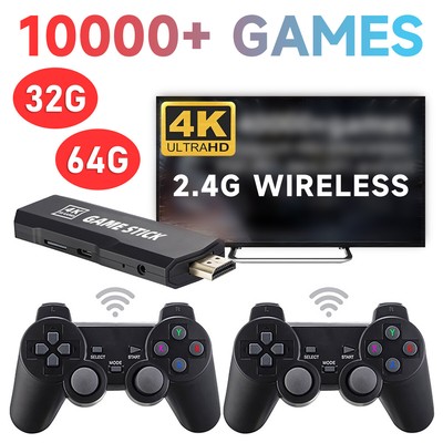Video Game Console Retro 10000 Games TV Stick 64G 4K HDMI 2 Wireless Controller 
