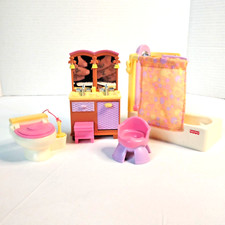 Fisher Price Loving Family Dollhouse Bathroom Vanity Sink Bathtub Toilet Chair