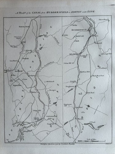 1795 The Huddersfield Narrow Canal To Ashton Under Lyne Antique Map
